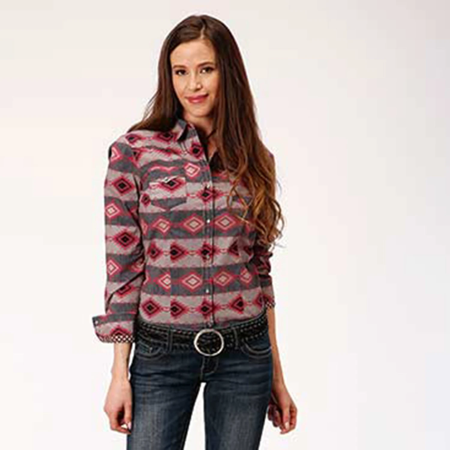 Roper Women's Aztec Print Long Sleeve Shirt - Image 3