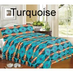 Southwest 4 Pc Queen Luxury Comforter Set - Turquoise
