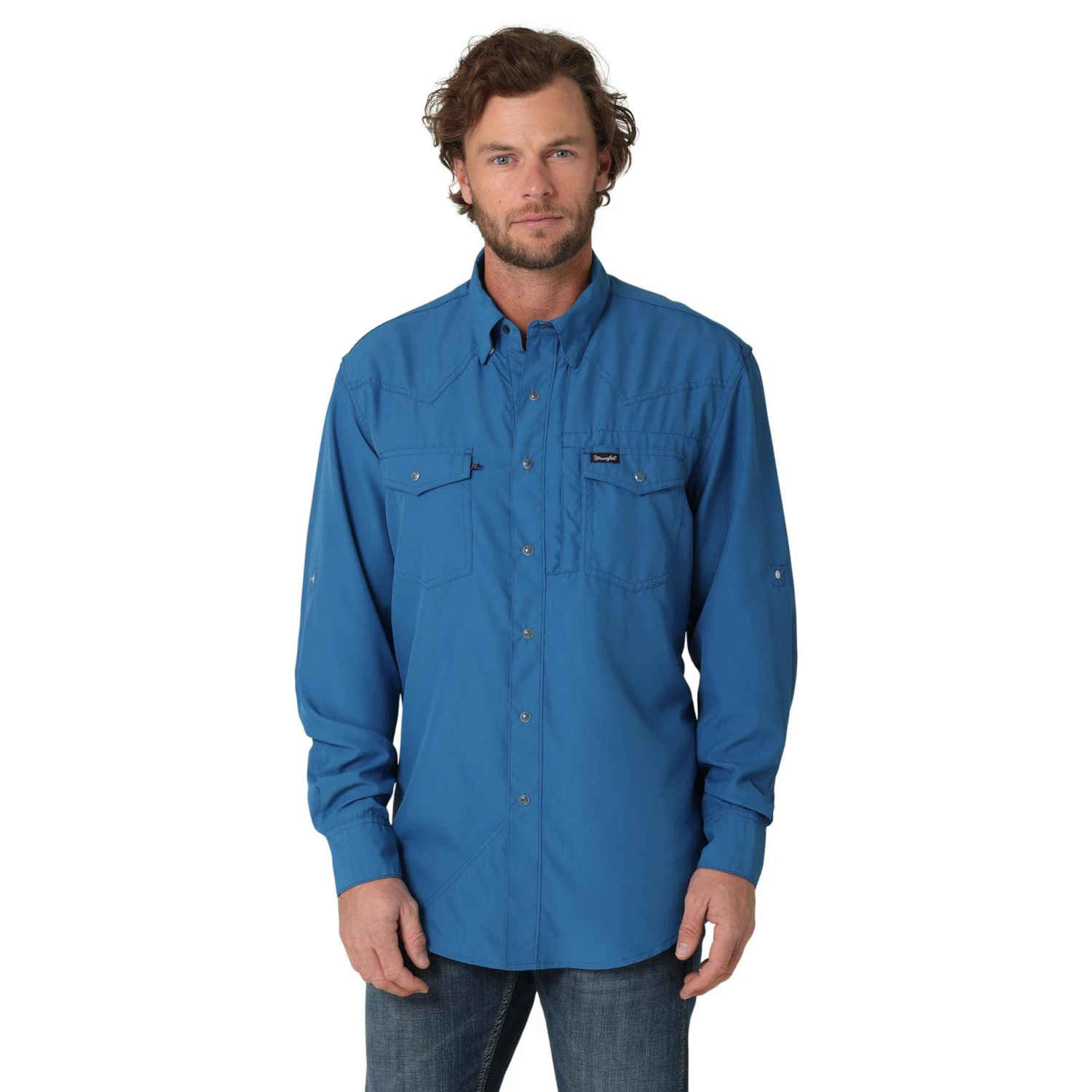 Wrangler Men's Solid High Tide Blue Shirt - Image 2