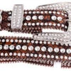 Women's Brown Gator Rhinestone Stud Belt