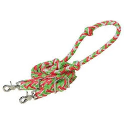 Weaver Leather Lime, White, And Pink Wax Braided Barrel Reins