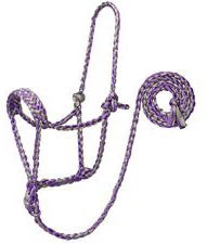 Weaver Leather Braided Rope Halter With 10' Lead - Gray/Purple