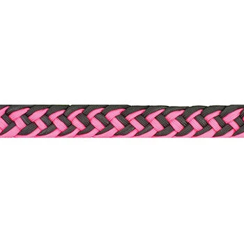 Partrade Pink And Black Braided Barrel Reins