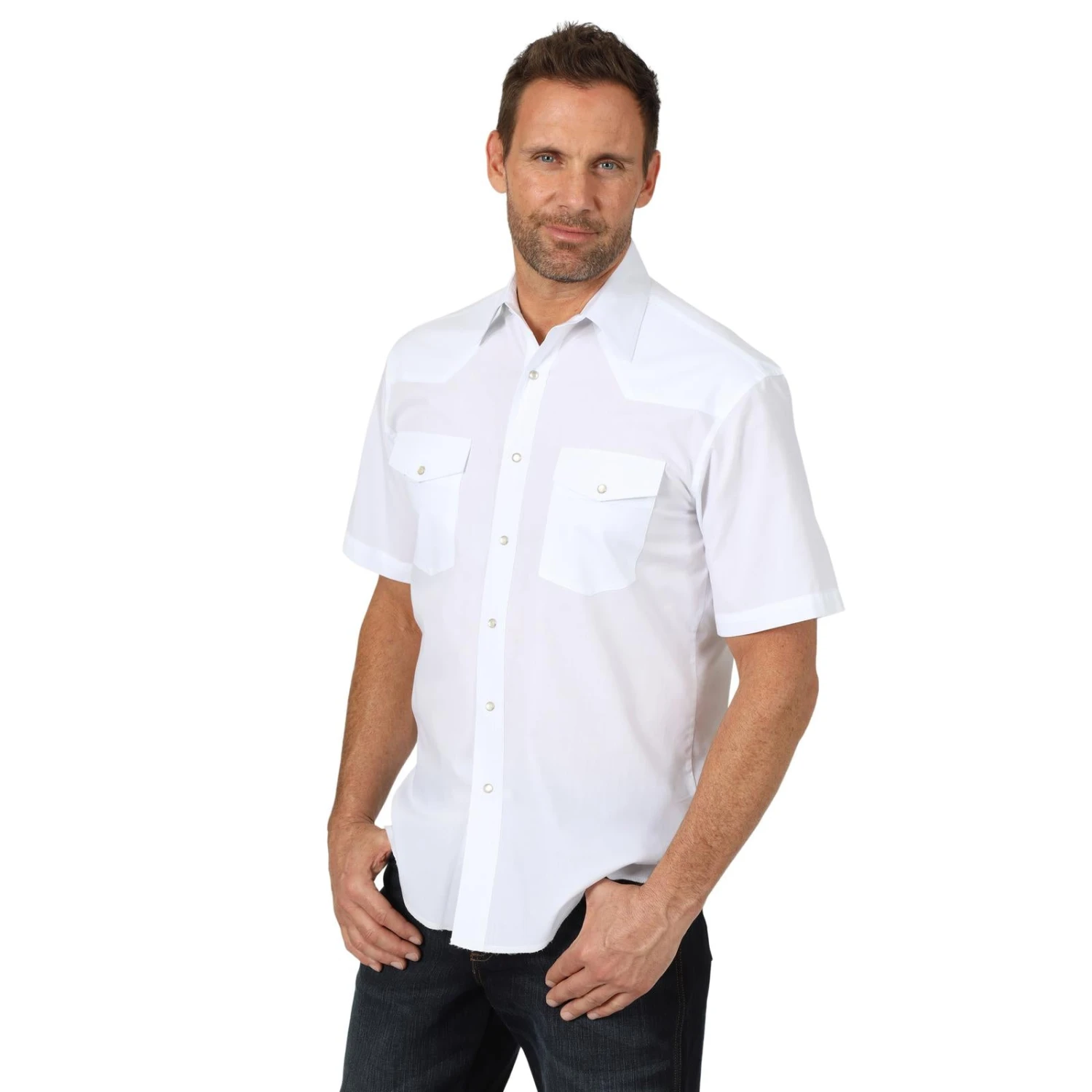 Wrangler White Short Sleeve Pearl Snap - Image 4