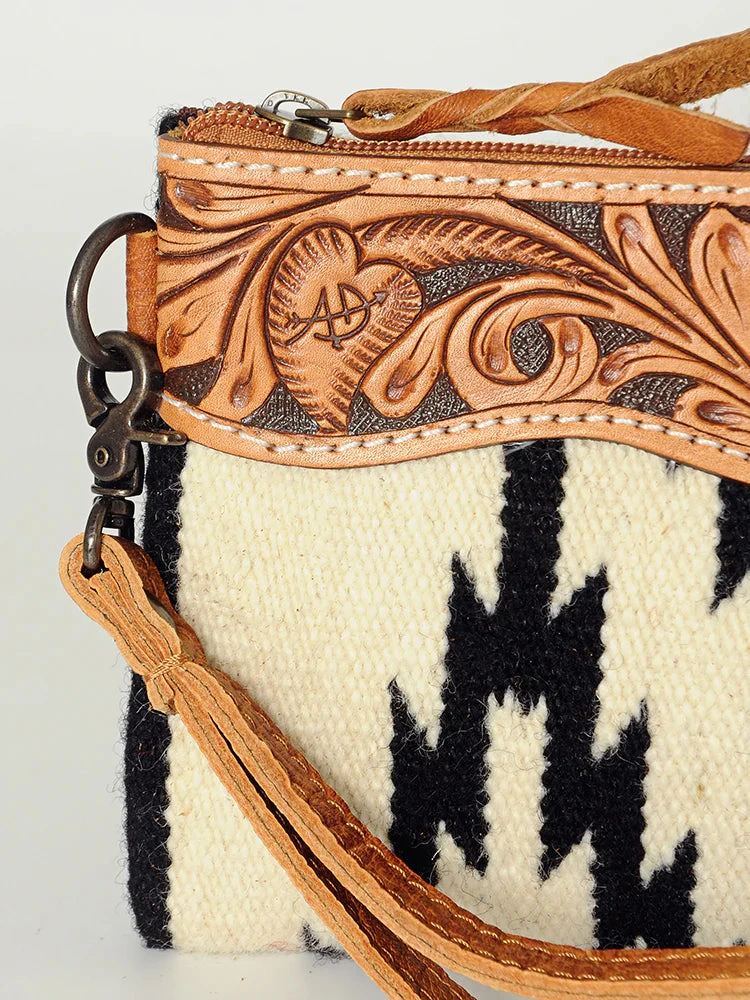 American Darling Black & White Aztec Tooled Clutch - Image 3
