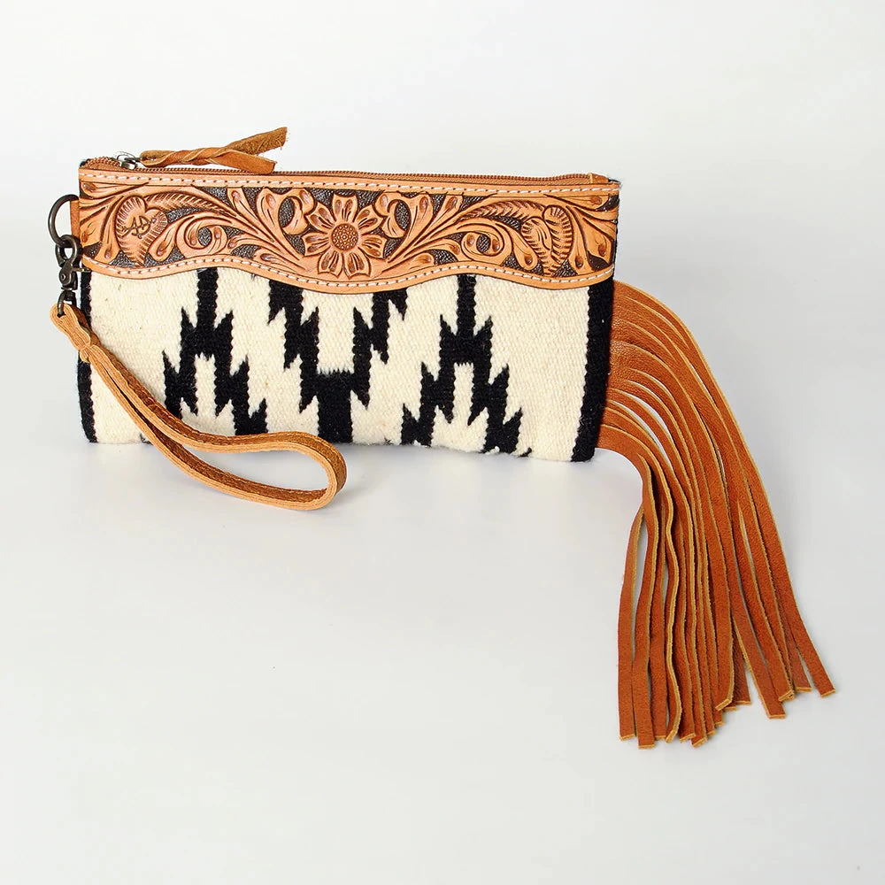 American Darling Black & White Aztec Tooled Clutch - Image 2