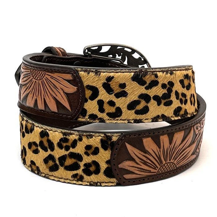 Leopard Sunflower Tooled Belt - Image 2