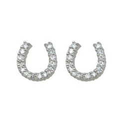 Montana Silversmiths Silver Cubic Zirconia Horse Shoe Earrings