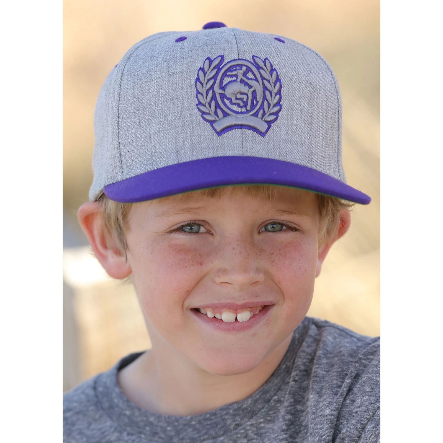 Cinch Youth Grey With Purple Crest Cap