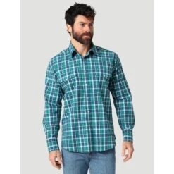 Wrangler Blue And Green Plaid Shirt
