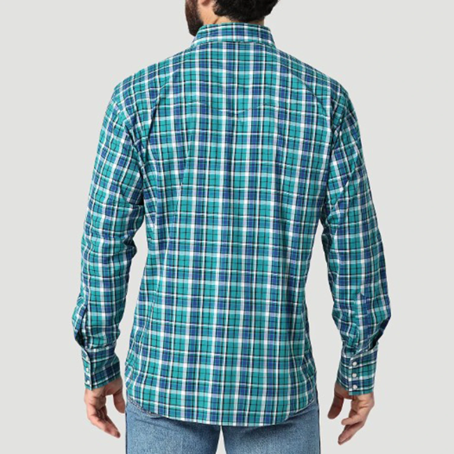Wrangler Blue And Green Plaid Shirt - Image 2
