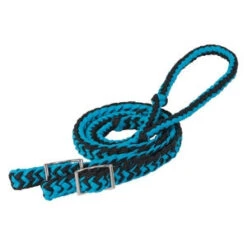 Weaver Leather Weaver 8' Blue & Black Braided Nylon Barrel Rein