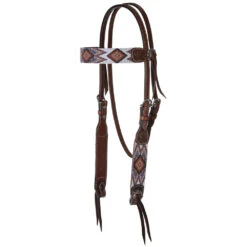 Circle Y Brown And White Beaded Aztec Browband