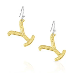 Montana Silversmiths Montana Silversmith's Yellowstone "Y" Brand Gold Earrings