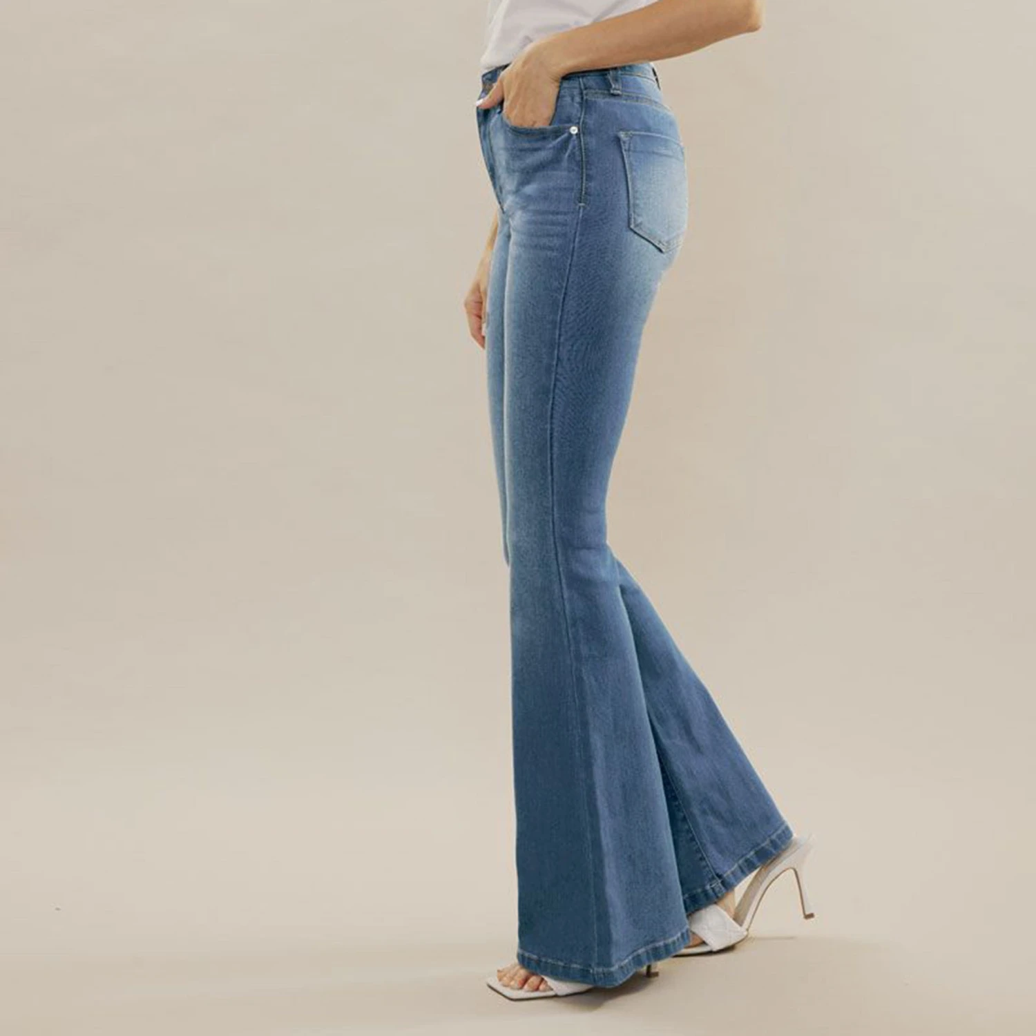Kancan Medium Washed High Rise Super Flare Jeans - Image 2