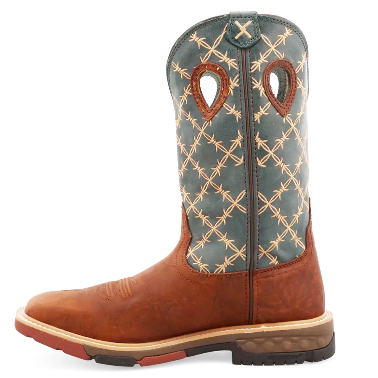 Twisted X Men's 12" Western Pull-On Work Boot-Green Top - Image 2